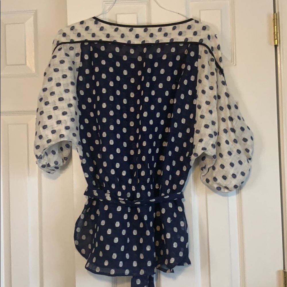 Anthropologie linen polka dot top size 8 - Picture 5 of 7